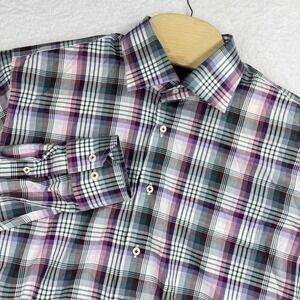 Peter Millar Shirt‎ Mens Large Multicolor Plaid Long Sleeve Cotton Button Down
